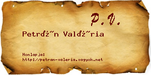Petrán Valéria névjegykártya
